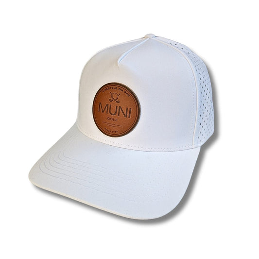 Muni Performance Snapback Hat - White - Muni Golf Hats