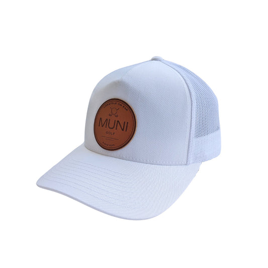 Muni Classic Snapback Hat - White - Muni Golf Hats